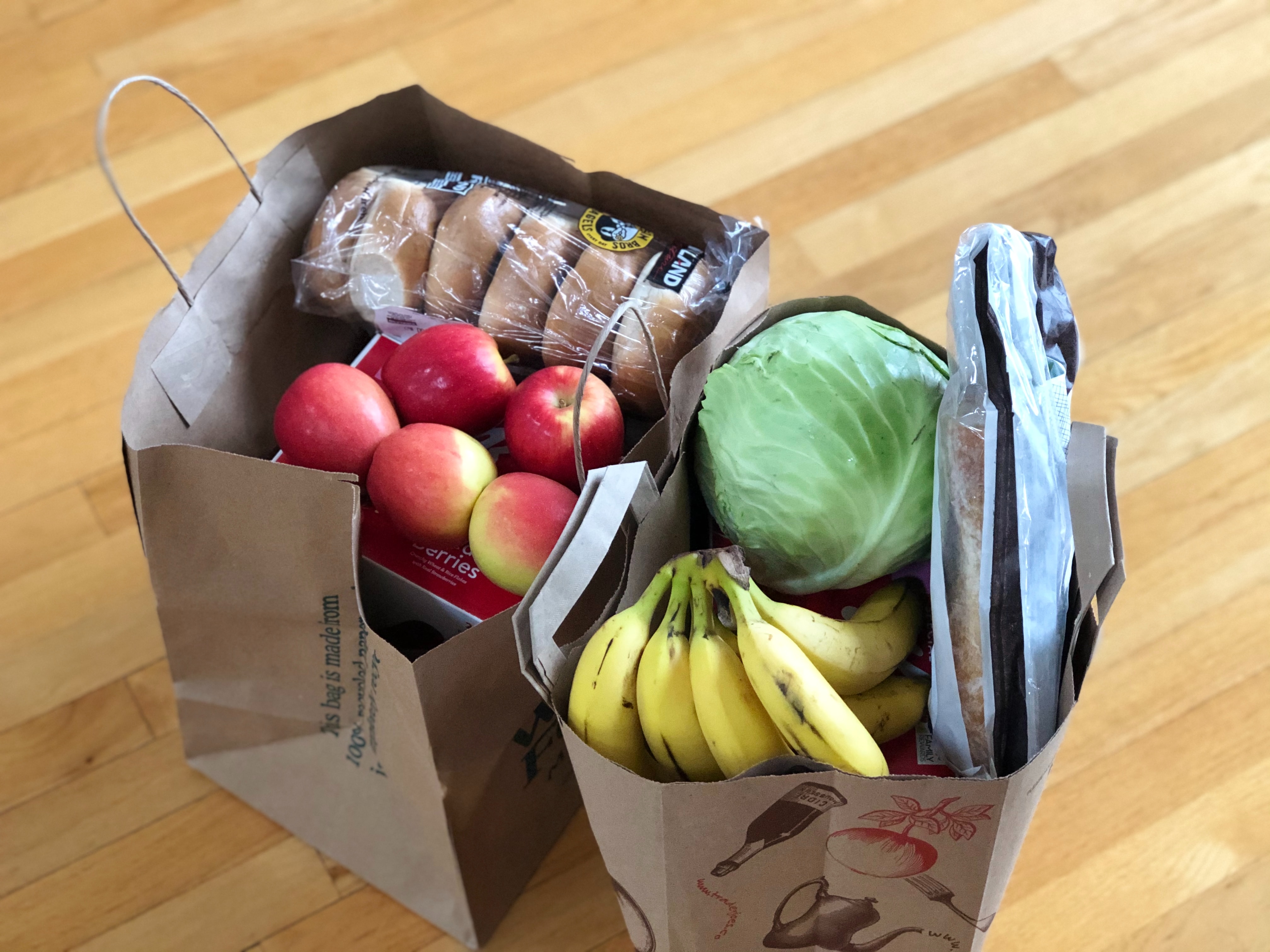 grocery bags with food
