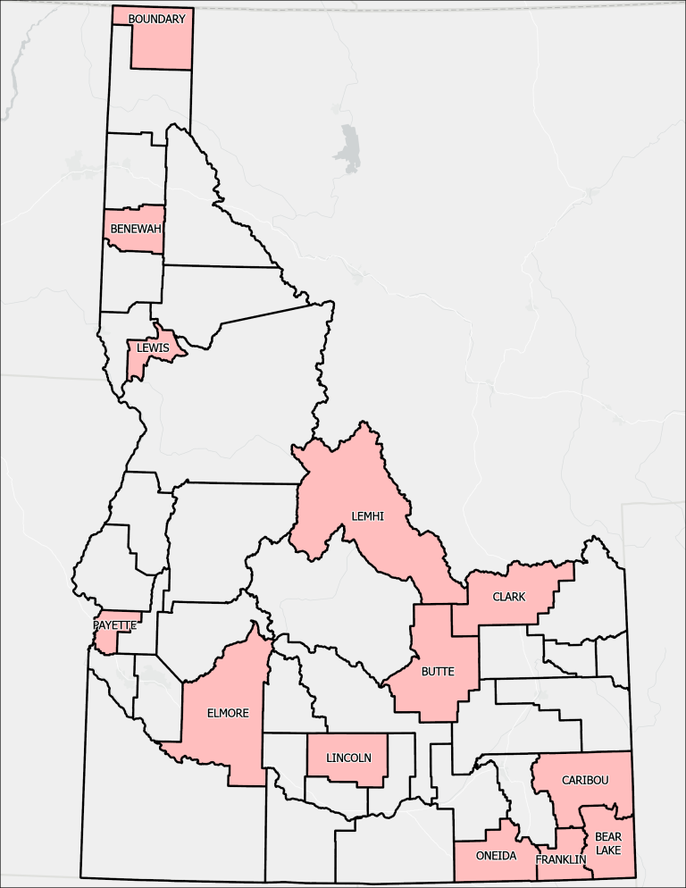 Map of counties with no changes proposed